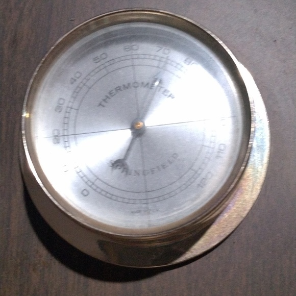 Vintage Springfield Wall Weather Station Brass Wall Thermometer Hydrometer - Picture 4 of 4